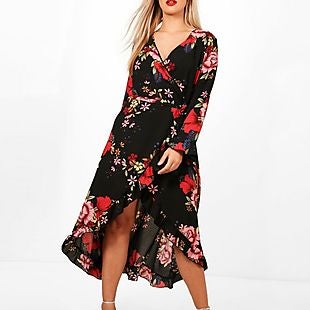 boohoo curve wrap dress