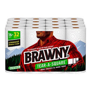 16 Rolls of Brawny Paper Towels $25