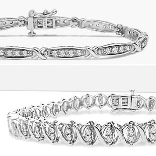 1ct Diamond Bracelets in Silver $89