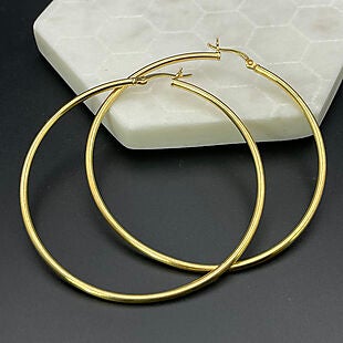 55mm Gold-Plated Hoops $21 Shipped