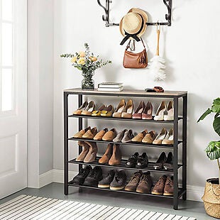 SONGMICS 5-Tier Shoe Rack with 4 Hooks