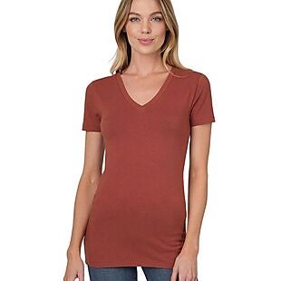 Women's V-Neck T-Shirt $10 Shipped