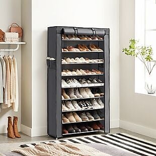 10-Tier Shoe Rack with Cover $32 Shipped
