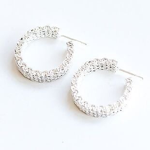 Sterling Silver Mesh Hoops $12 Shipped