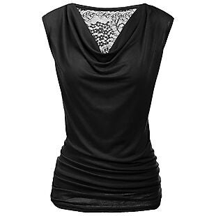 Cowl-Neck Tank with Lace Detail $14