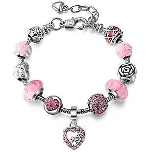 Pink Crystal Charm Bracelet $12 Shipped