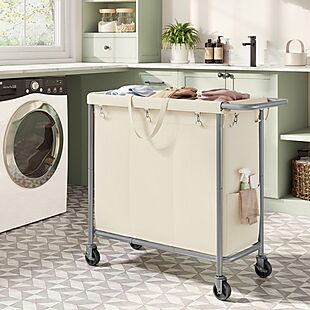 Rolling 3-Section Laundry Hamper $56