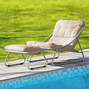 Outdoor Lounge Chair with Ottoman $178