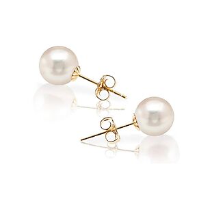 Gold & Lab-Created Pearl Studs $16