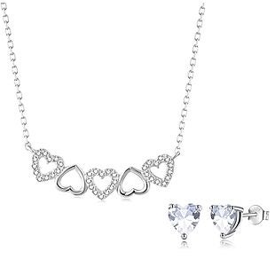 CZ Silver Necklace & Studs $16 Shipped