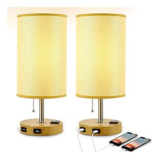 2pk Table Lamps with Charging Ports $30