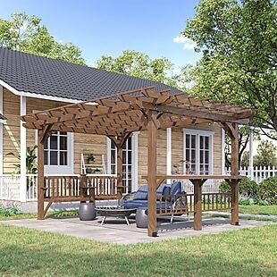 Wood Pergola with Benches $792 Shipped