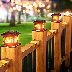 4pk Solar LED Deck Post Cap Lights $37