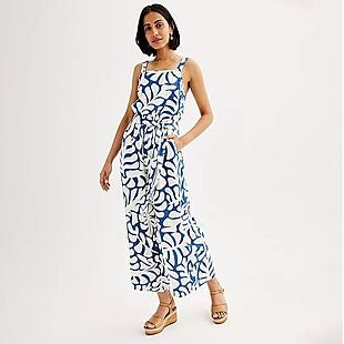 Wide-Leg Jumpsuit with Pockets $32