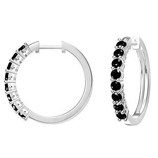 Lab-Created Black Onyx Hoops $13