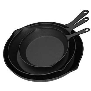 3pc Cast-Iron Skillet Set $25