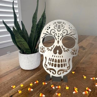 Metal Sugar Skull Decor $26