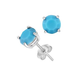 Silver & Created Turquoise Studs $15