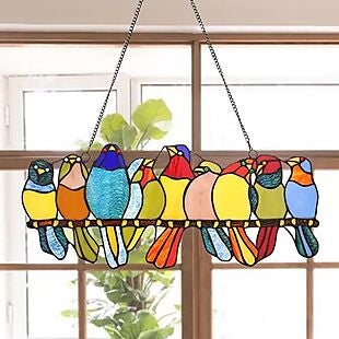 Stained Glass Bird Suncatcher $43