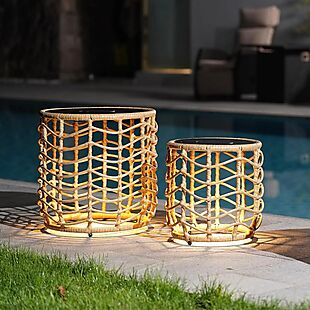 2 Patio Tables with Lights $144