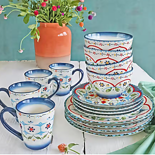 16pc Patterned Stoneware Set $37