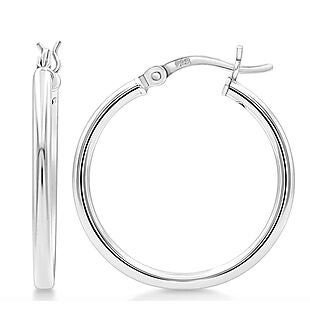 20mm Silver Hoop Earrings $16