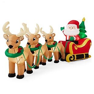 9' Inflatable Santa & Reindeer $75