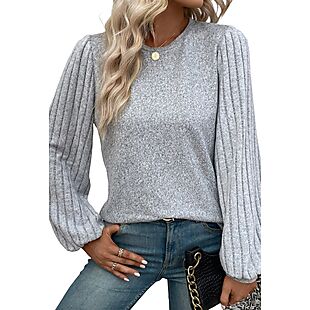 Women's Ribbed-Sleeve Knit Top $22