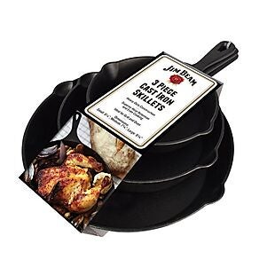 3pc Jim Beam Cast-Iron Skillets $27