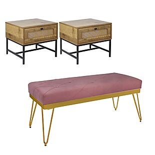 Velvet Bench & Nightstands $230