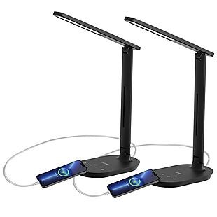 2pk LED Desk Lamps with USB Charging $15