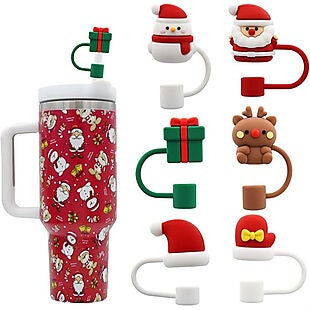 6ct Holiday Stanley Straw Toppers $6