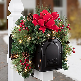 Lighted Holiday Mailbox Swag $43