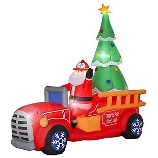 7.5' Inflatable Fire Truck Santa $61