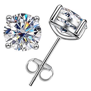 Silver & Moissanite Studs $30