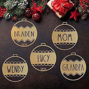 5pk Custom Name Ornaments $24