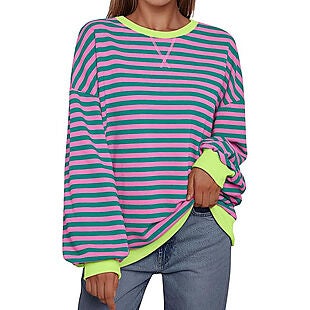 Oversized Striped Sweatshirt $14