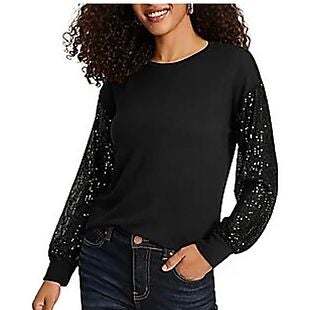 Women's Sequin-Sleeve Blouse $17