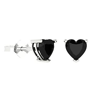 Silver & Black Heart Earrings $14