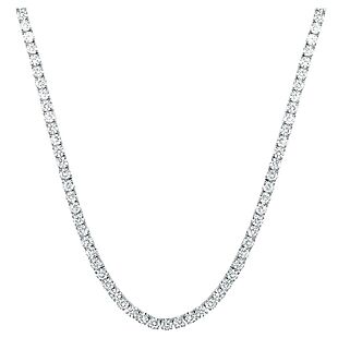 14K White Gold-Plated Tennis Necklace $25