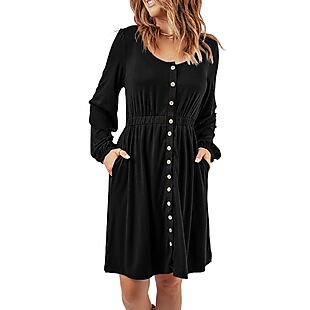 Button-Up Dress with Pockets $25