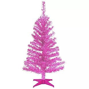 3' Pink Tinsel Christmas Tree $8