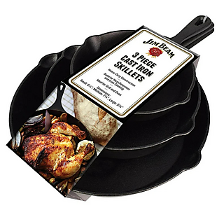 3pc Jim Beam Cast-Iron Skillets $28