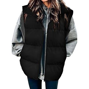 Women's Puffer Vest with Pockets $22