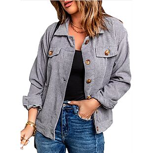 Women's Corduroy Shacket with Pockets $26