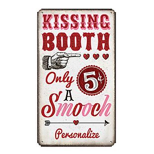 Personalized Metal Kissing Booth Sign $25