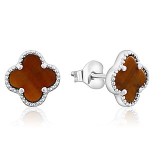 Tiger Eye & Silver Studs $14