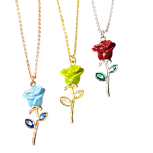 Custom Rose Birthstone Necklace $27