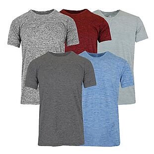 5pk Men's Moisture-Wicking Shirts $20