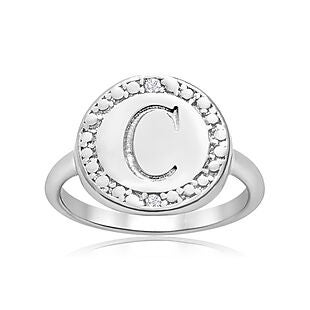 Sterling + Diamond Initial Rings $20